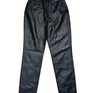 Women's Black Straight Leg Faux Leather Pants
